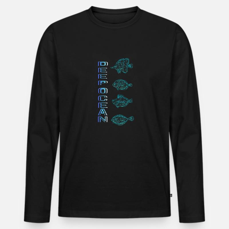 Tiefblau Deep Blue - Männer Premium Bio Langarmshirt - Schwarz
