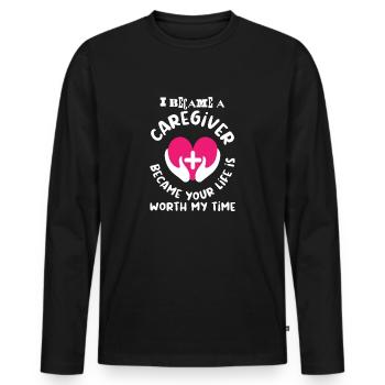 I Became A Caregiver Because Funny Nurse Caregive - T-shirt manches longues Premium bio Homme - noir - Devant - Nico (187cm)