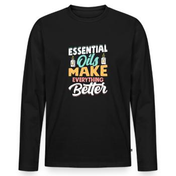 Essential Oils Make Everything Better Healing Natu - Men's Premium Organic Long Sleeve Shirt - black - Front - Nico (187cm)