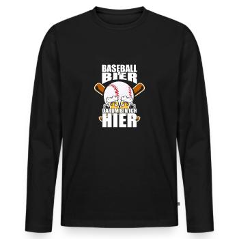 Drôle de dicton : la bière de baseball, c’est pourquoi je suis ici - T-shirt manches longues Premium bio Homme - noir - Devant - Nico (187cm)