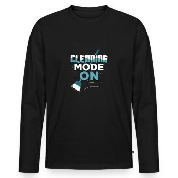 Mode de nettoyage sur l’entretien ménager du nettoyeur - T-shirt manches longues Premium bio Homme - noir - Devant - Nico (187cm)