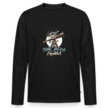 Galaxy Explorer Stargazer Telescope Astronomy - Männer Premium Bio Langarmshirt - Schwarz - Vorne - Nico (187cm)