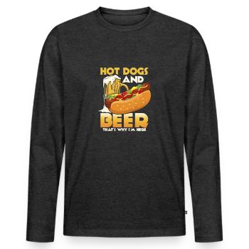 Hot Dogs And Beer That's Why I'm Here Foodie Wiene - Men's Premium Organic Long Sleeve Shirt - heather anthracite - Front - Nico (187cm)