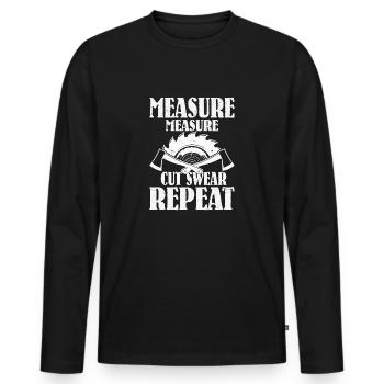 Carpenter’s Rhythm - Mesurer, Couper, Jurer, Répéter - T-shirt manches longues Premium bio Homme - noir - Devant - Nico (187cm)