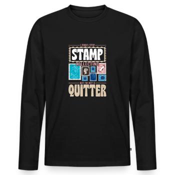 Dedicated Philatelist: Not Quitting, Just Collecti - Men's Premium Organic Long Sleeve Shirt - black - Front - Nico (187cm)
