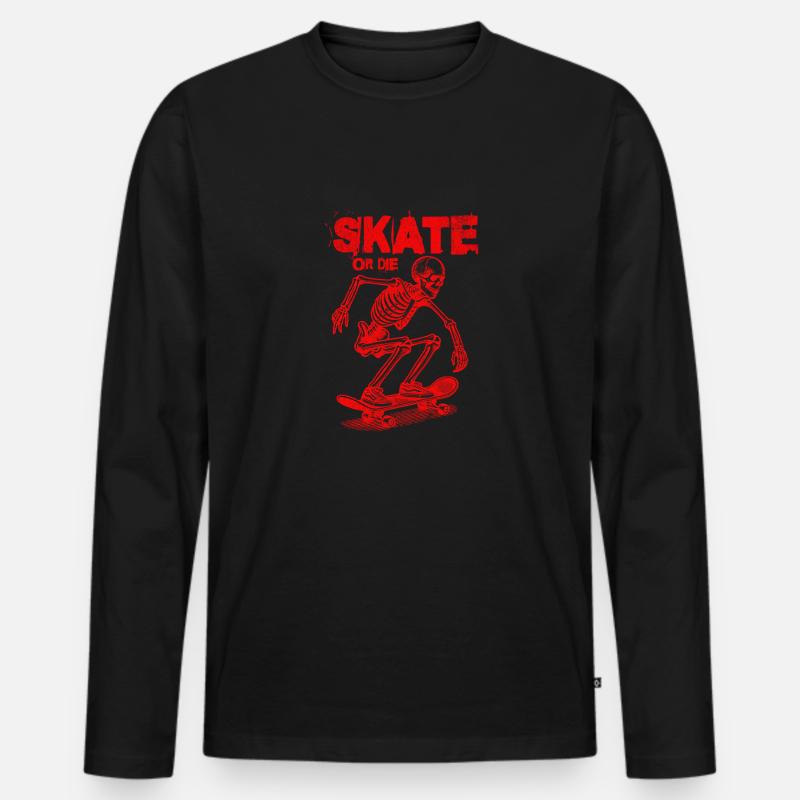 Skeleton skateboard - Männer Premium Bio Langarmshirt - Schwarz