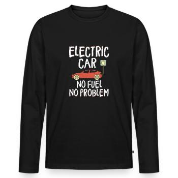 Electric Car No Fuel No Problem Electric Vehicle E - Männer Premium Bio Langarmshirt - Schwarz - Vorne - Nico (187cm)