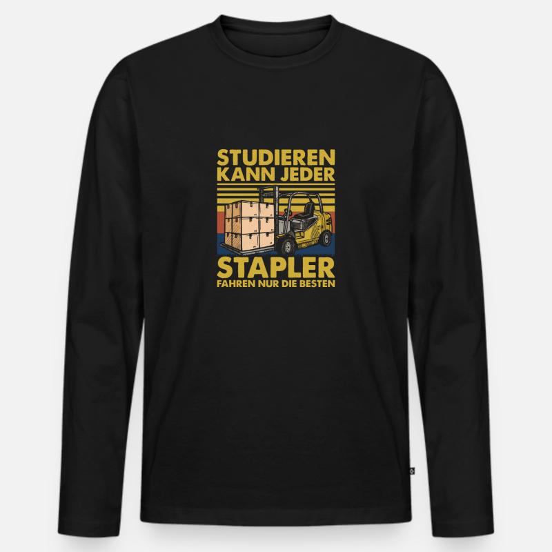 Gabelstaplerfahrer Logistiker Staplerfahrer - Männer Premium Bio Langarmshirt - Schwarz
