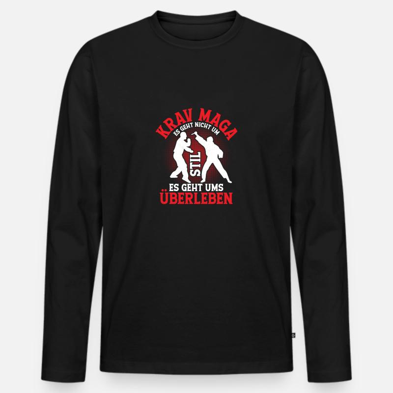 Krav Maga Kontaktsport Kampfkunst - Männer Premium Bio Langarmshirt - Schwarz