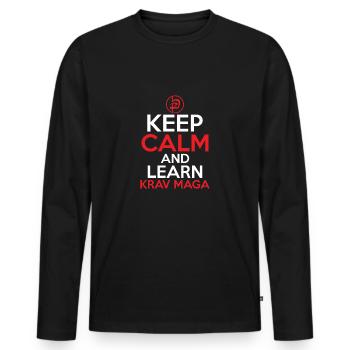 Keep Calm And Learn Krav Maga Training Martial Art - Men's Premium Organic Long Sleeve Shirt - black - Front - Nico (187cm)