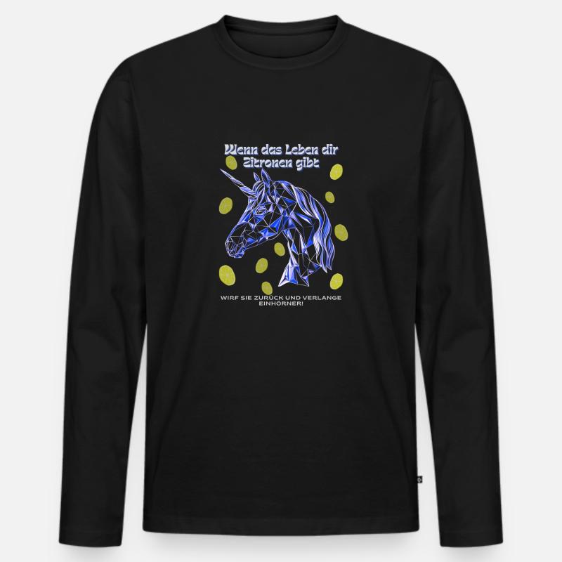 Zitronen Einhorn - Männer Premium Bio Langarmshirt - Schwarz