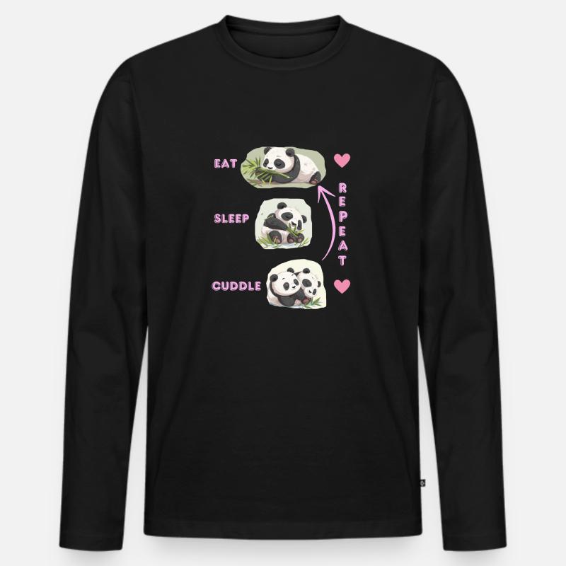 eat-sleep- cuddle- repeat - Männer Premium Bio Langarmshirt - Schwarz