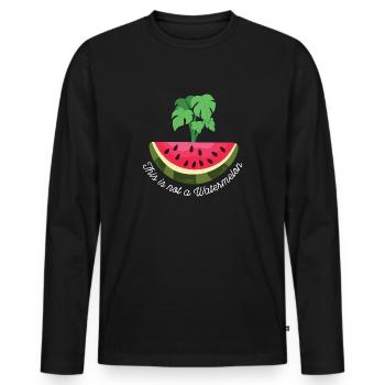 DAS IST KEINE WASSERMELONE - Männer Premium Bio Langarmshirt - Schwarz - Vorne - Nico (187cm)