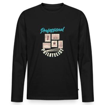 Expert in Stamps: The Professional Philatelist - Men's Premium Organic Long Sleeve Shirt - black - Front - Nico (187cm)