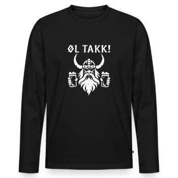 OL Takk Viking Norway Sweden Denmark Vikings Odin - Men's Premium Organic Long Sleeve Shirt - black - Front - Nico (187cm)