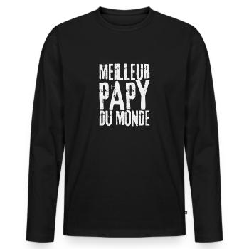 Meilleur papy du monde - T-shirt manches longues Premium bio Homme - noir - Devant - Nico (187cm)