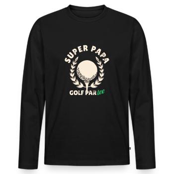 Super Papa Golf Party ! - T-shirt manches longues Premium bio Homme - noir - Devant - Nico (187cm)