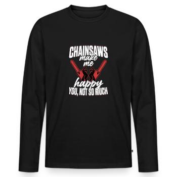 Les tronçonneuses me rendent heureux toi, pas tellement bûcheron lo - T-shirt manches longues Premium bio Homme - noir - Devant - Nico (187cm)