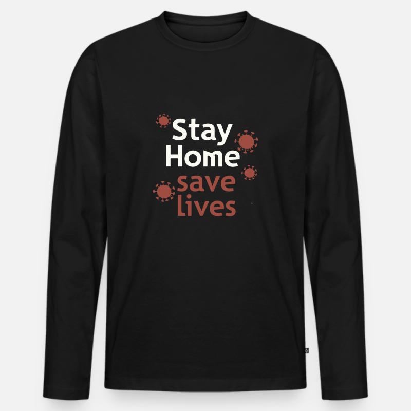 BLEIBEN SIE ZU HAUSE - Männer Premium Bio Langarmshirt - Schwarz