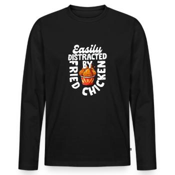 Easily Disreacted By Fried Chicken Fast Food Fry - Männer Premium Bio Langarmshirt - Schwarz - Vorne - Nico (187cm)