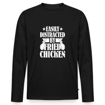 Easily Disreacted By Fried Chicken Fry Fast Food - Männer Premium Bio Langarmshirt - Schwarz - Vorne - Nico (187cm)