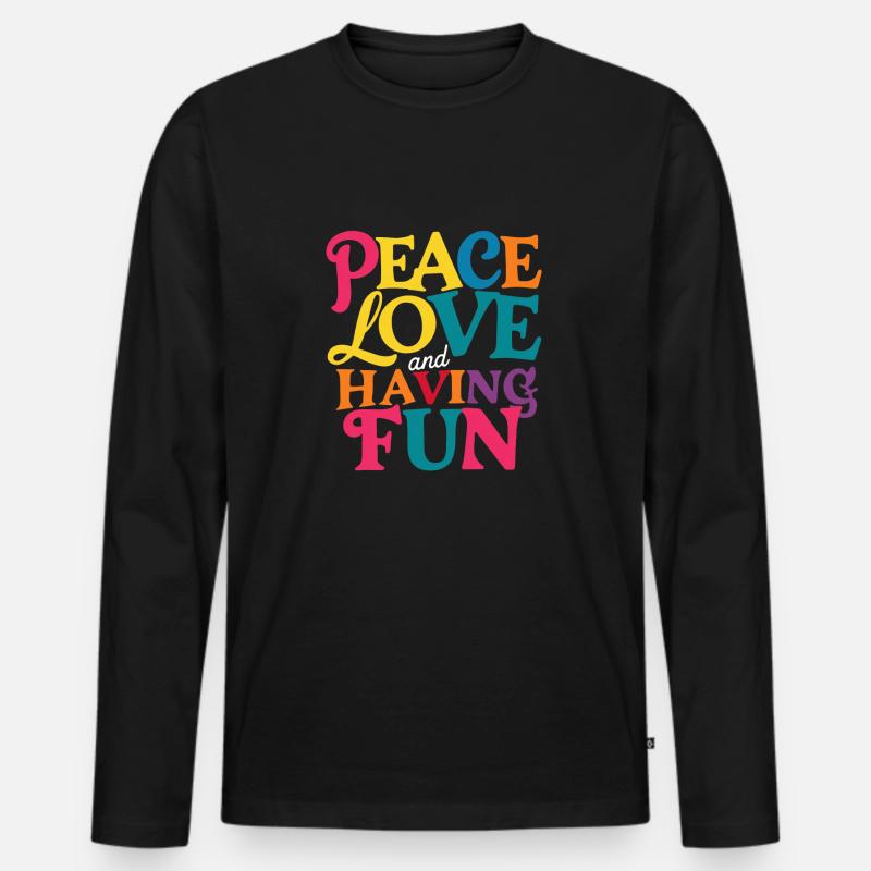 Frieden, Liebe und Freude - Männer Premium Bio Langarmshirt - Schwarz