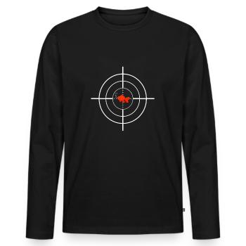 A shark chases a fish! - Men's Premium Organic Long Sleeve Shirt - black - Front - Nico (187cm)