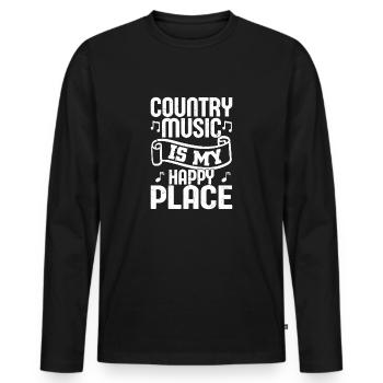 Country Music Is My Happy Place Western Cowboy - Men's Premium Organic Long Sleeve Shirt - black - Front - Nico (187cm)