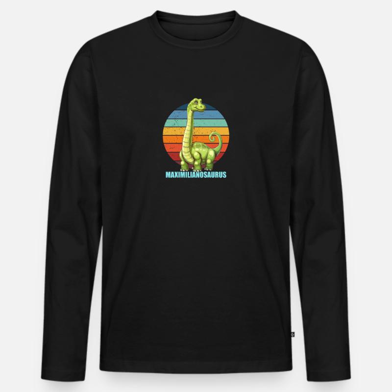 Maximilianosaurus Geschenkidee für Maximilian - Männer Premium Bio Langarmshirt - Schwarz