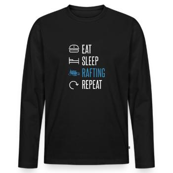 Manger Dormir Rafting Répéter Canoë en eau vive - T-shirt manches longues Premium bio Homme - noir - Devant - Nico (187cm)