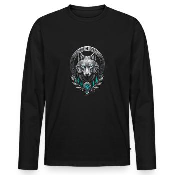 Medieval Arctic Wolf - Men's Premium Organic Long Sleeve Shirt - black - Front - Nico (187cm)