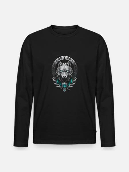 Medieval Arctic Wolf - Men's Premium Organic Long Sleeve Shirt - black