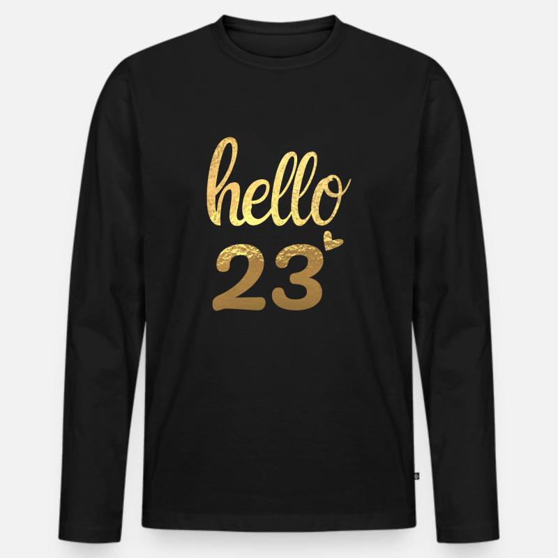 Hallo 23 Gold - Männer Premium Bio Langarmshirt - Schwarz
