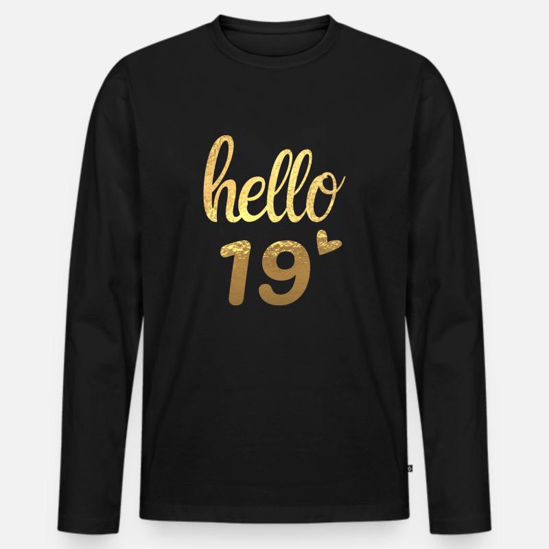 Hallo 19 gold - Männer Premium Bio Langarmshirt - Schwarz