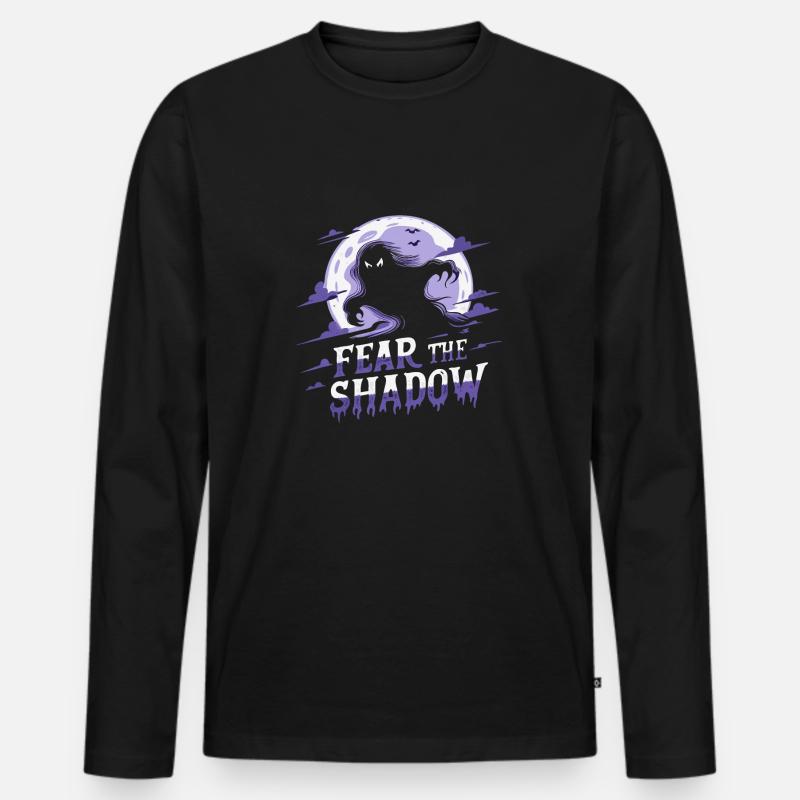 GRUSELIGER SCHATTEN - Männer Premium Bio Langarmshirt - Schwarz