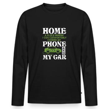 Home I Can Charge My Phone And My Car Electric Veh - Männer Premium Bio Langarmshirt - Schwarz - Vorne - Nico (187cm)