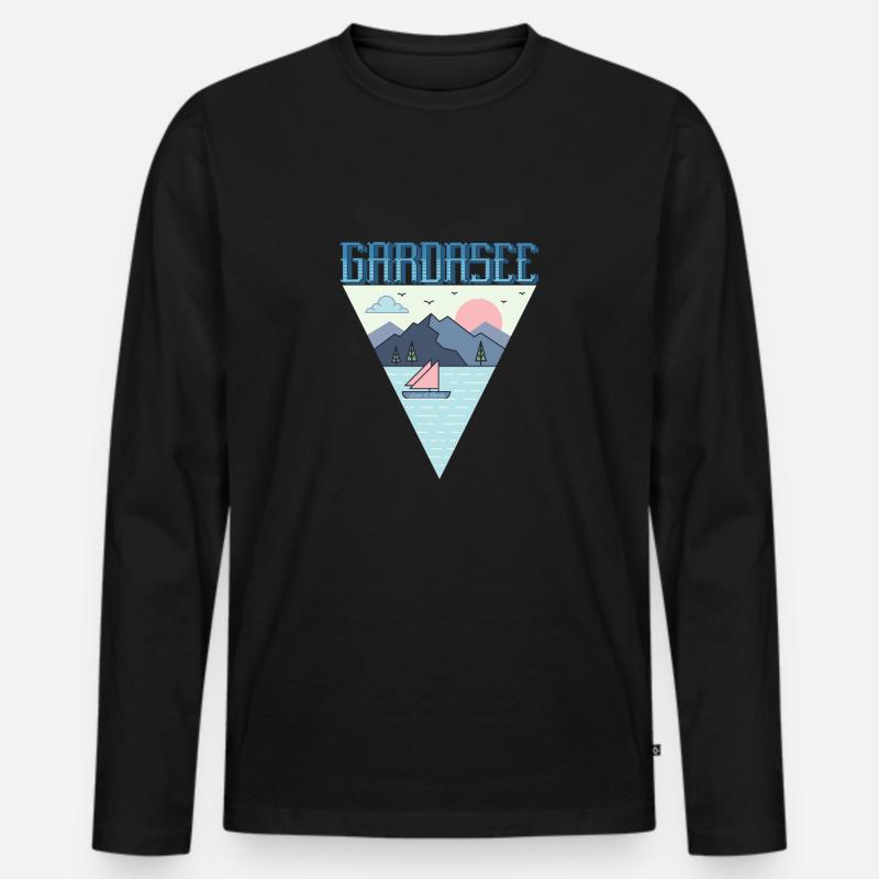 Gardasee - Männer Premium Bio Langarmshirt - Schwarz