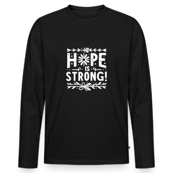 Die Hoffnung ist groß - Männer Premium Bio Langarmshirt - Schwarz - Vorne - Nico (187cm)