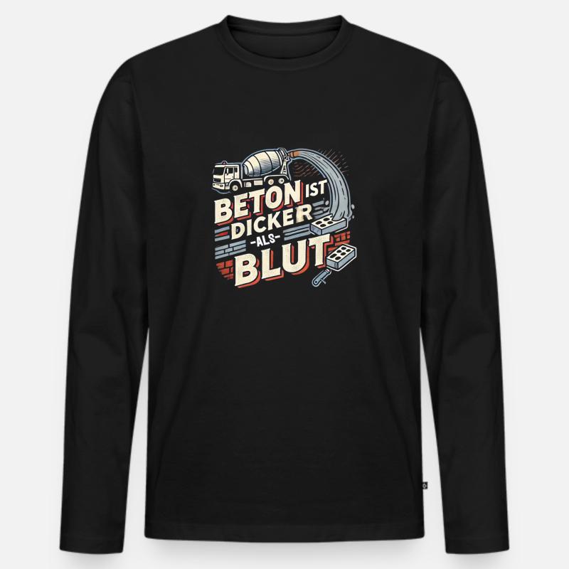 Beton ist dicker als Blut - Männer Premium Bio Langarmshirt - Schwarz