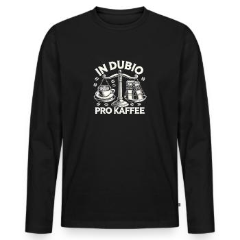 In dubio per coffee - Men's Premium Organic Long Sleeve Shirt - black - Front - Nico (187cm)