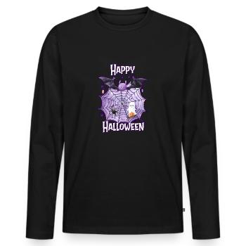 Toile d’araignée de joyeux Halloween avec une araignée mignonne - T-shirt manches longues Premium bio Homme - noir - Devant - Nico (187cm)