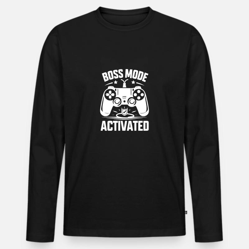 Bos-Modus aktiviert - Männer Premium Bio Langarmshirt - Schwarz