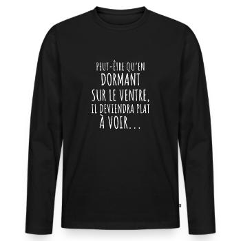 idée cadeau message humour drole homme femme rigol - T-shirt manches longues Premium bio Homme - noir - Devant - Nico (187cm)