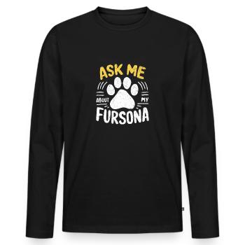 Frag mich nach meiner Fursona – Furry Stolz - Männer Premium Bio Langarmshirt - Schwarz - Vorne - Nico (187cm)