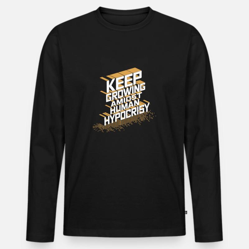 WEITER WACHSEN - Männer Premium Bio Langarmshirt - Schwarz