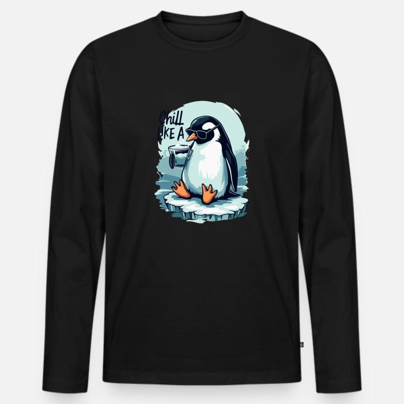 PINGUIN - Männer Premium Bio Langarmshirt - Schwarz