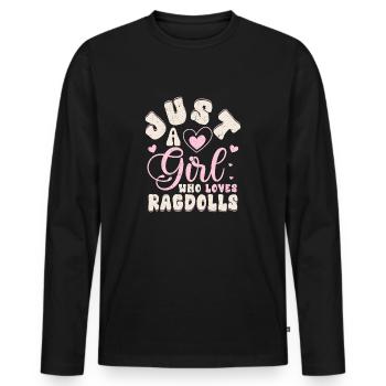 Just A Girl Who Loves Ragdolls Cat Kitten Mother - Männer Premium Bio Langarmshirt - Schwarz - Vorne - Nico (187cm)