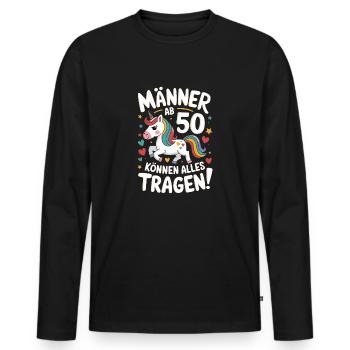 50. Geburtstag Mann 50 Jahre Deko Lustig Geschenk - Männer Premium Bio Langarmshirt - Schwarz - Vorne - Nico (187cm)