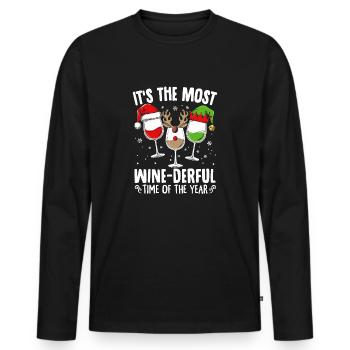 C’est la période la plus viticole de l’année Santa C - T-shirt manches longues Premium bio Homme - noir - Devant - Nico (187cm)