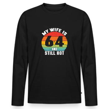 Meine Frau ist 64 und immer noch heiß, ich liebe meine hübsche Frau - Männer Premium Bio Langarmshirt - Schwarz - Vorne - Nico (187cm)